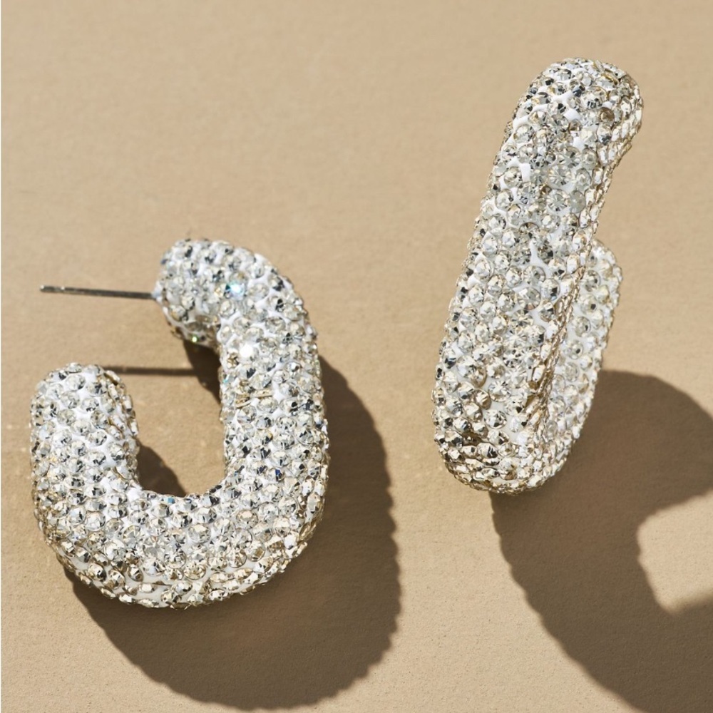 Anthropologie |‎ OBLONG PAVÉ HOOP EARRINGS | Anthropologie Earrings
